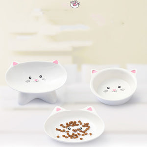 Ceramic Cat Faced Bowl For Cats an Dogs