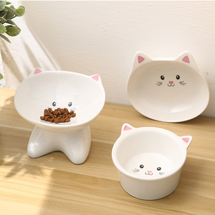 Ceramic Cat Faced Bowl For Cats an Dogs