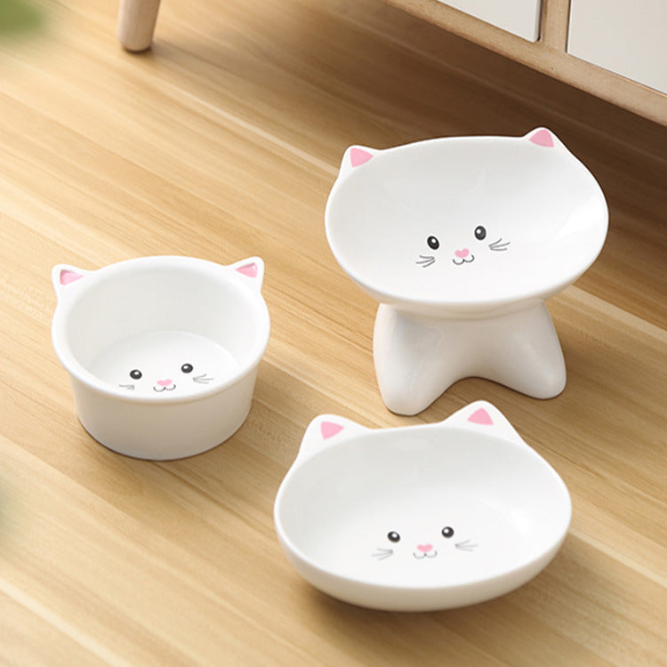 Ceramic Cat Faced Bowl For Cats an Dogs